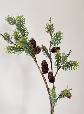 仿真加果诺贝松珊瑚松枝大松针插花素材野果浆果假花工程造景树枝