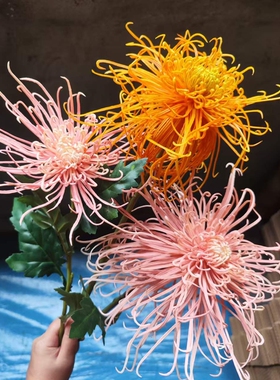 仿真花手感龙爪菊中式菊花火树银花家居装饰花艺造景摄影道具假花