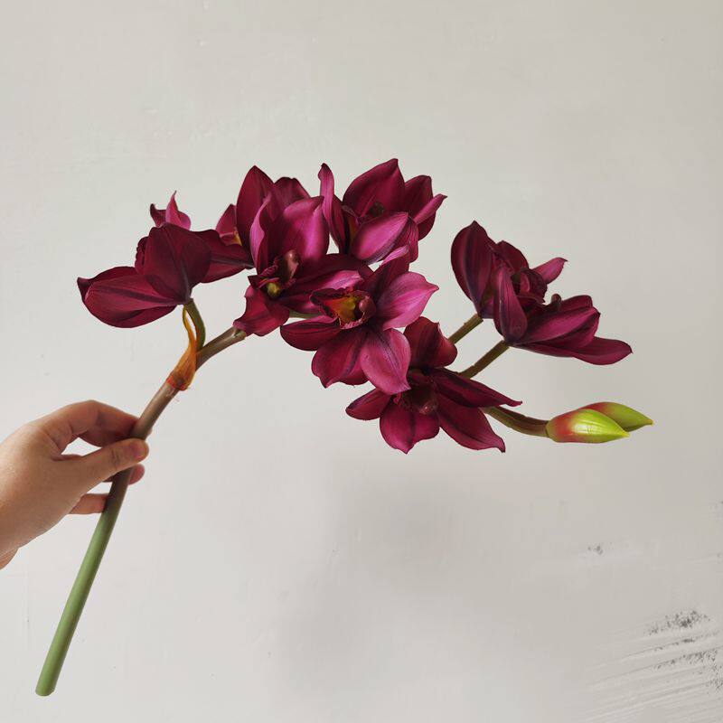 仿真花批发8花手感保湿惠兰花绢花家居装饰插花大花蕙兰婚庆摄影