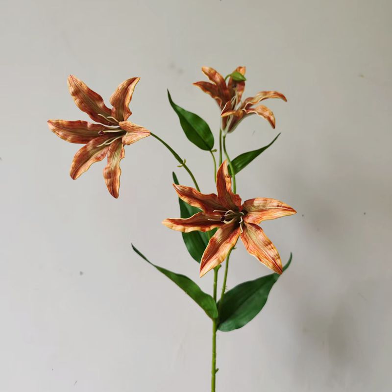 软装配材3头火焰兰火焰百合仿真花千鸟兰 家居美陈花艺设计插花