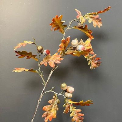 新款【仿真橡树叶】秋天色系 假树布景花艺家居装饰绿色叶子假花