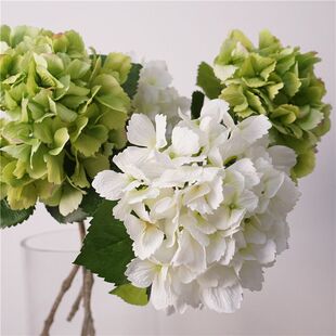 手感仿真花客厅餐桌摆设高档婚庆假花大号 深绿色高品质绣球花保湿