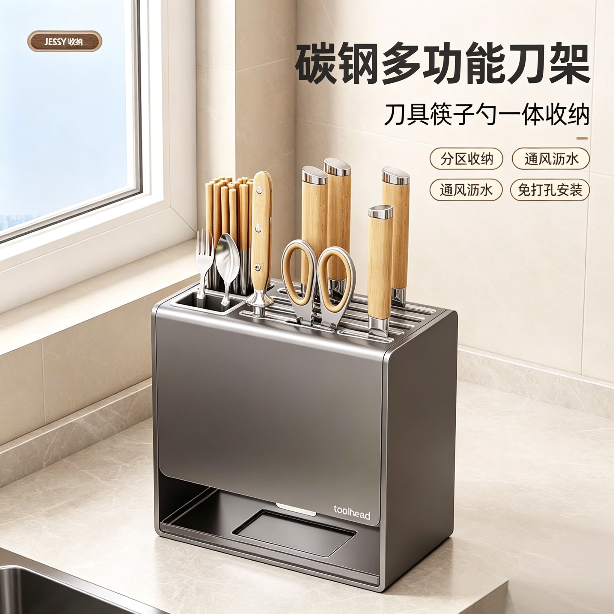 菜刀筷勺厨房多功能刀具置物架