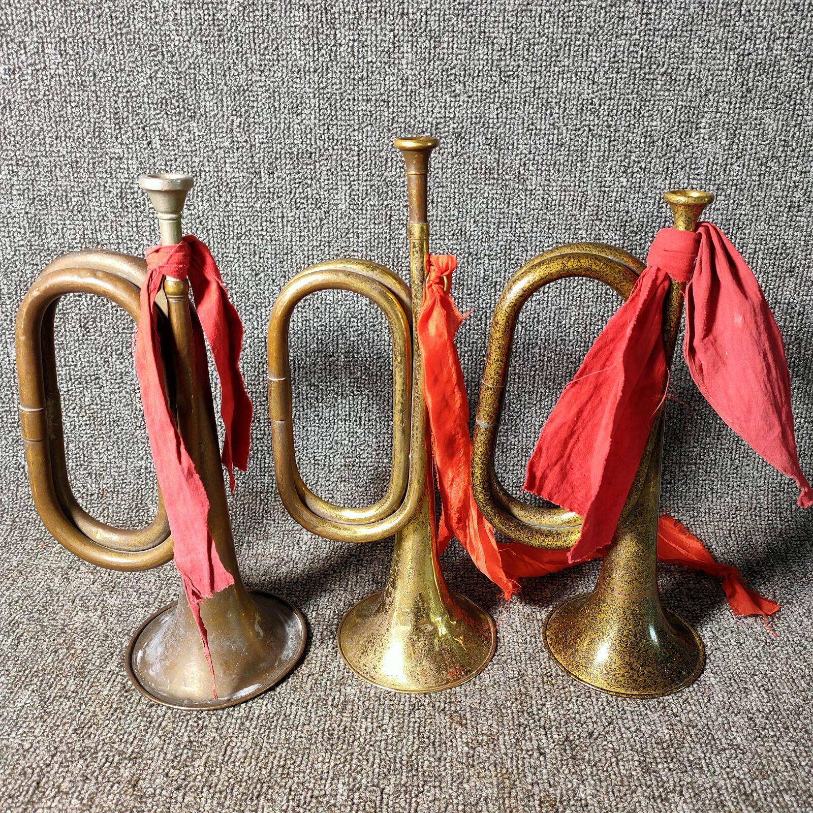 民国铜器老军号冲锋号红色怀旧收藏摆件馆藏品稀有小号陈列摆件