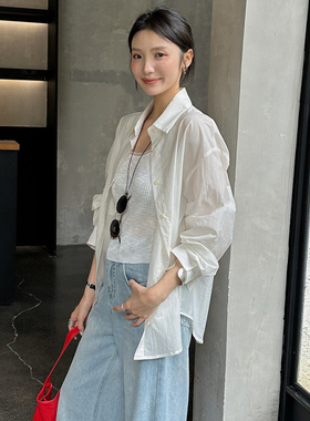 十三行日落2026夏季韩系彩色系休闲防晒背心衬衫两件套9139