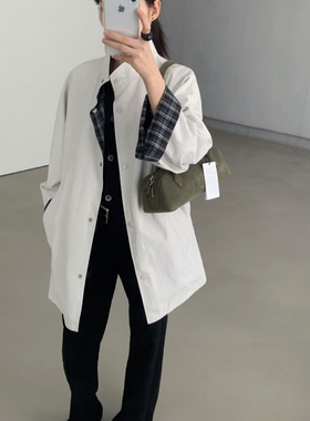 about moon月亮家正品2025秋季立领两面穿风衣中长款外套女3060