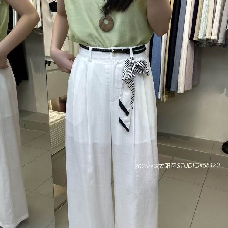 太阳花2025夏季质感休闲裤阔腿女