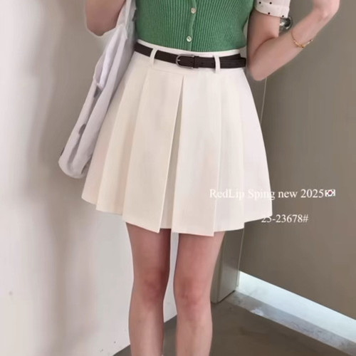 红唇半身裙百褶裙短裙女时尚A字