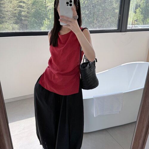 aboutmoon夏季天丝亚麻小衫