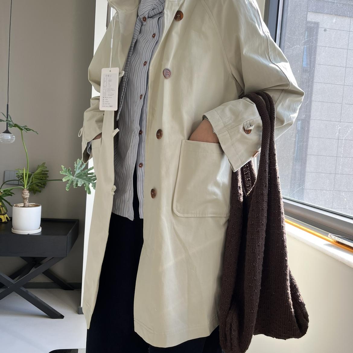 四季青TAVI春秋季新款韩系简约风衣女宽松休闲百搭09076处理