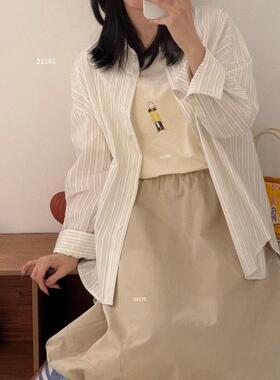 TAVI2026春季韩系条纹衬衫女宽松休闲百搭长袖衬衣21181