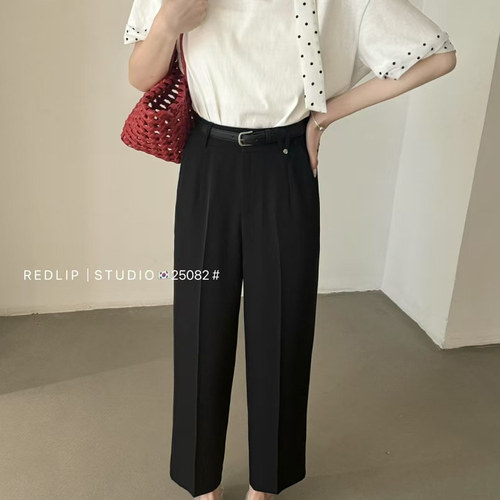 红唇2026夏季九分小脚西装裤女