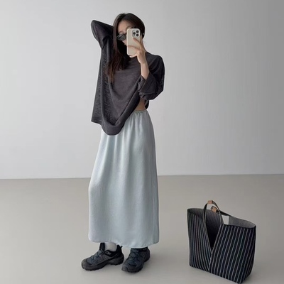 GLOG2025夏季100%醋酸半身裙女