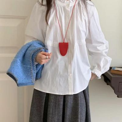 纯棉衬衫女wander蕾丝拼接装饰