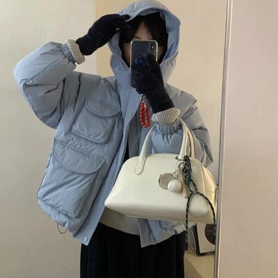 多口袋短款羽绒服东大门韩系