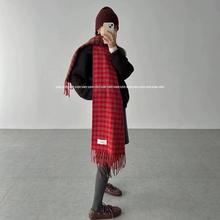 韩货GLOG2025秋冬季高品质百搭保暖圣诞格子围巾披肩两用676