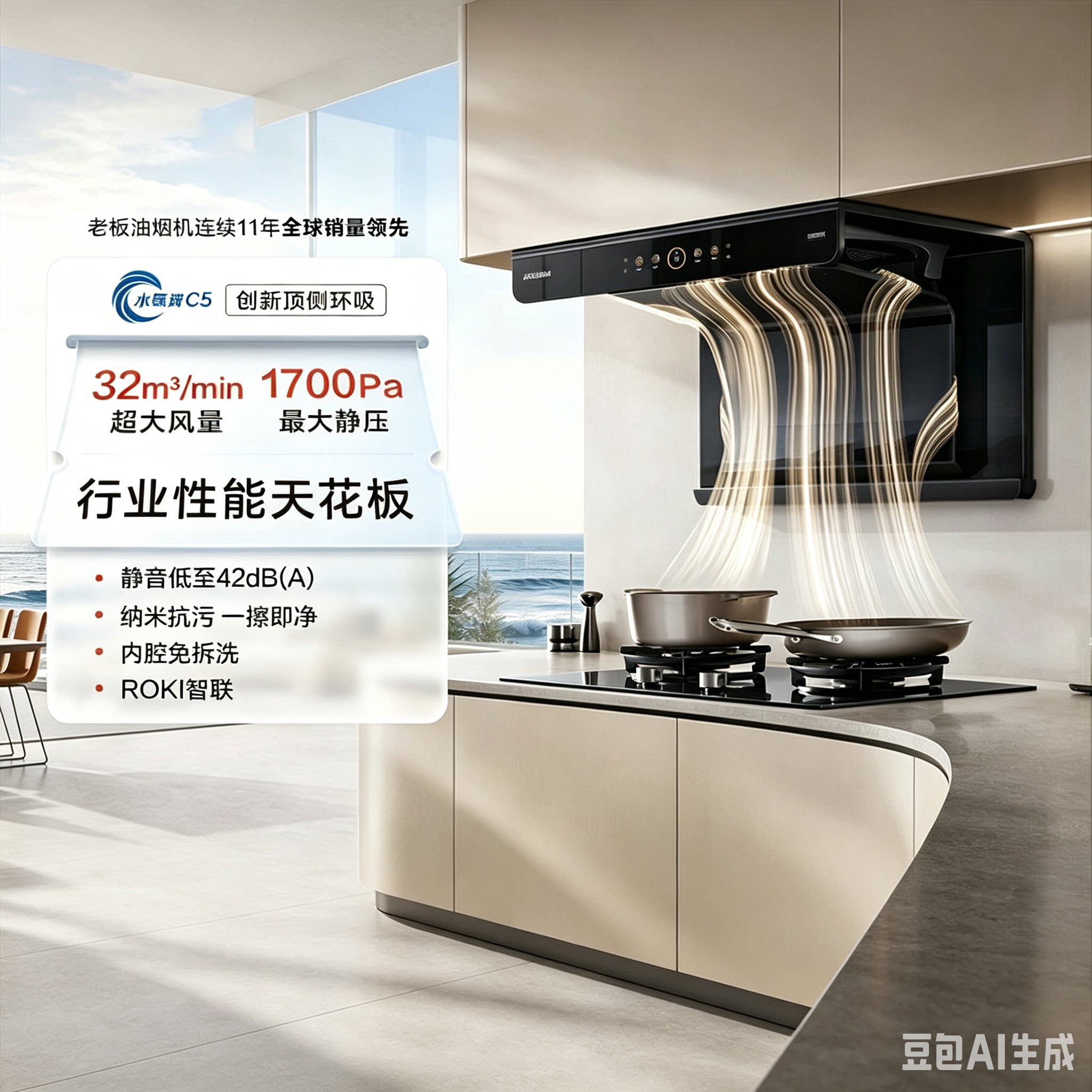 老板28A32-C5+C5抽油烟机小环翼变频大吸力烟灶联动套装26X32-D3