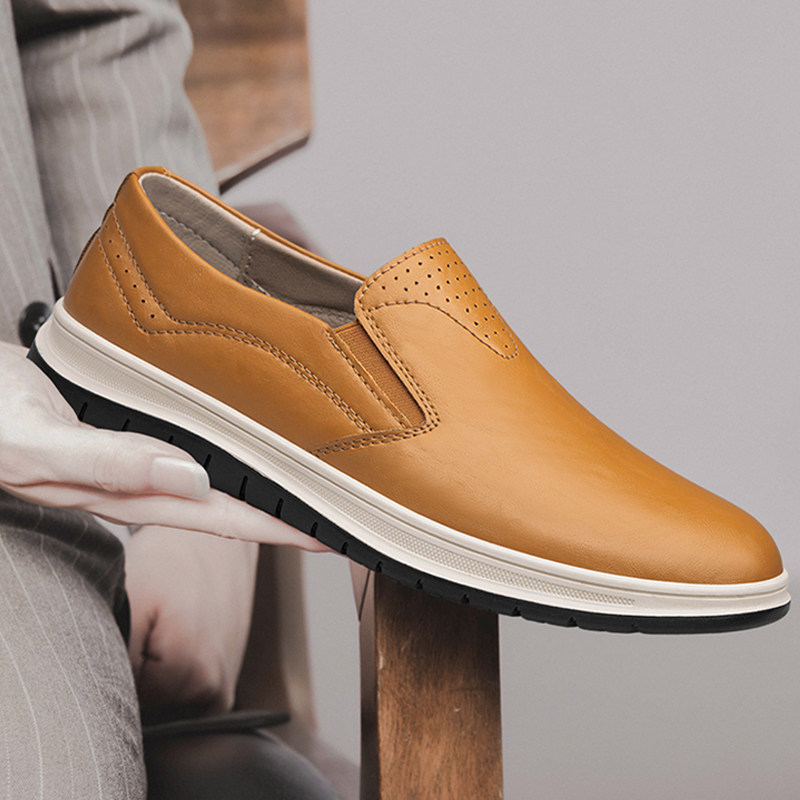 懒人英伦皮鞋男士真皮潮流2025新款休闲软底百搭豆豆鞋一脚蹬加绒,流行男鞋,休闲皮鞋,淘宝优惠券,粉丝福利购,淘宝优惠卷