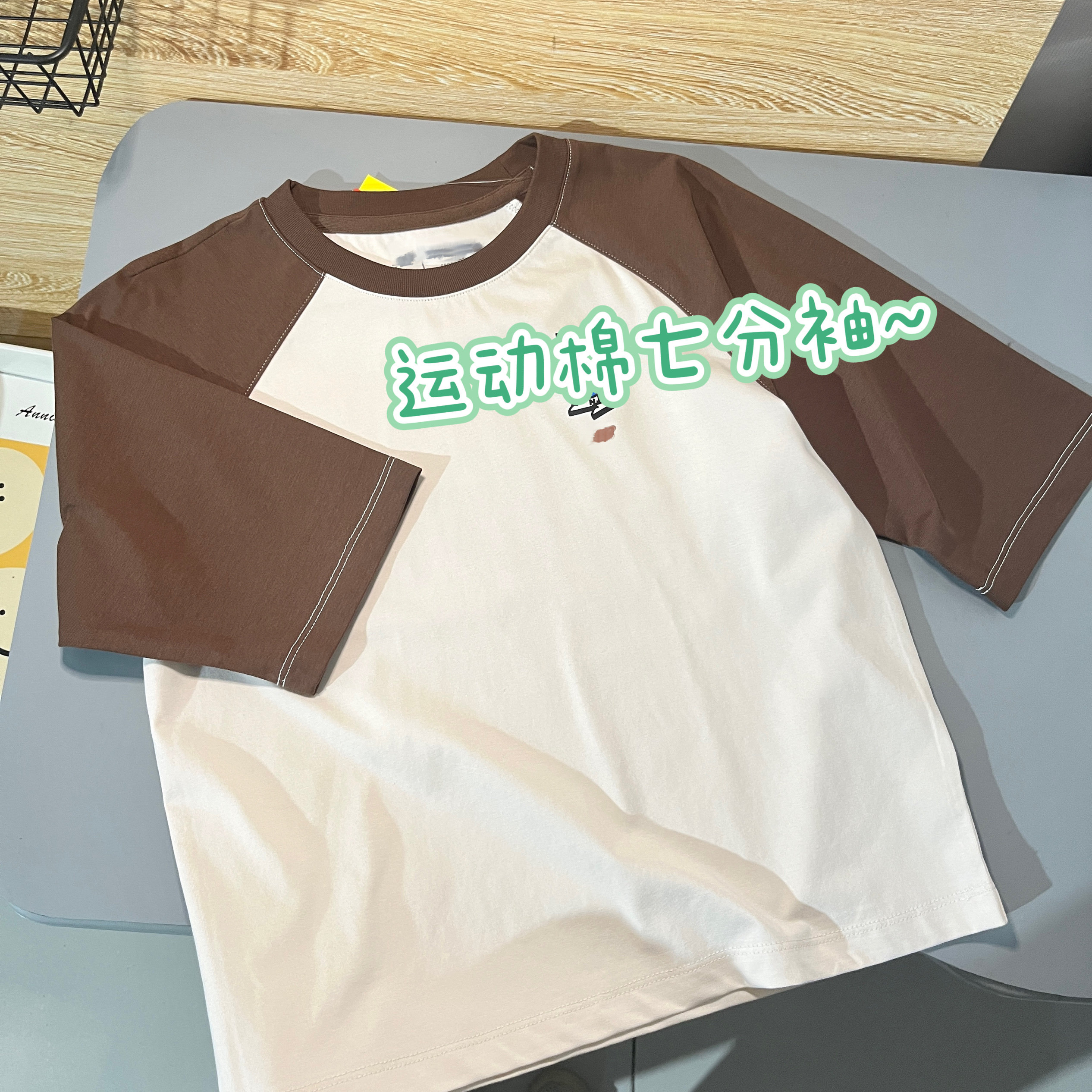 春夏新款7七分袖t恤男女夏季宽T恤