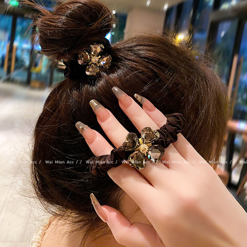 发圈布艺简约百搭四叶草