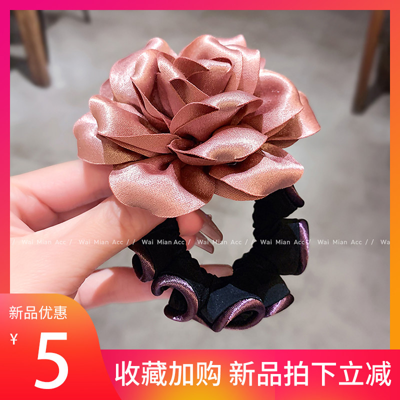 法式豆沙粉干枯玫瑰发圈