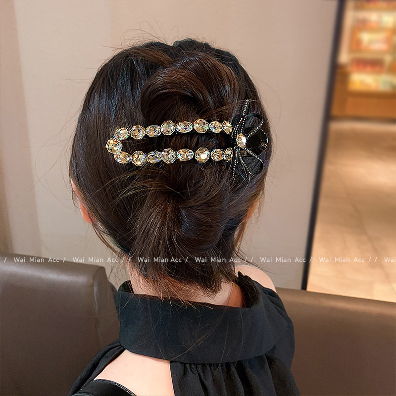高端水晶镶钻发夹懒人夹高级感蝴蝶结鸭嘴夹新款后脑勺全盘发夹女,饰品/流行首饰/时尚饰品新,发饰,淘宝优惠券,粉丝福利购,淘宝优惠卷