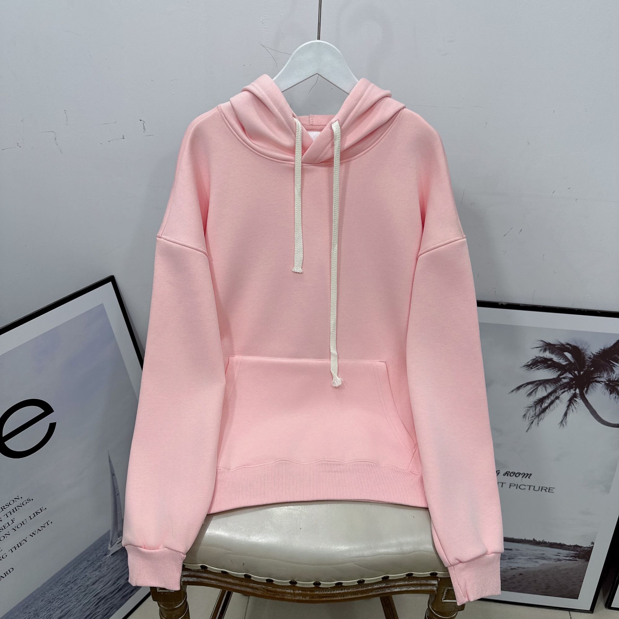 袋鼠兜连帽加绒显瘦宽松女卫衣