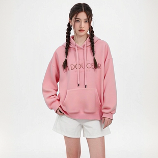 不起球厚款加绒卫衣亮片刺绣字母连帽休闲风带帽时尚韩版冬季女装