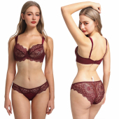 蕾丝文胸大胸显小防下垂大码 内衣女性感薄款 内衣两排扣 新款 法式