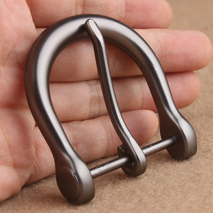 带头层牛皮4cm 针扣头锌合金青年休闲裤 23款 马蹄扣皮带头腰带男士