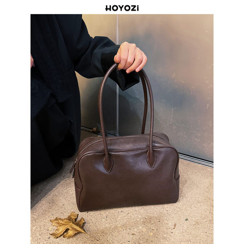 【小优家包包】HOYOZI头层牛皮植鞣通勤托特包包女式2026新款单肩