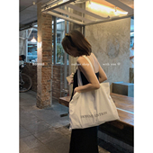 白色购物袋轻便单肩包慵懒质感 夏季 小优家包包 HOYOZI帆布包