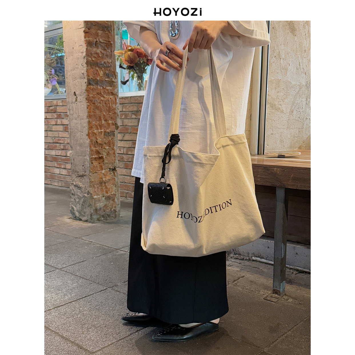 【小优家包包】HOYOZI慵懒帆布袋单肩包包女式2025新款托特大容量