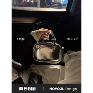 真皮金银色托特手机小挎包包女夏天小包包 HOYOZI 小优家包包