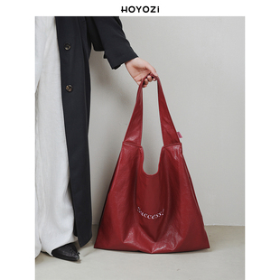 2025新款 小优家包包 HOYOZI长岛冰茶 软皮大托特红色包包女式