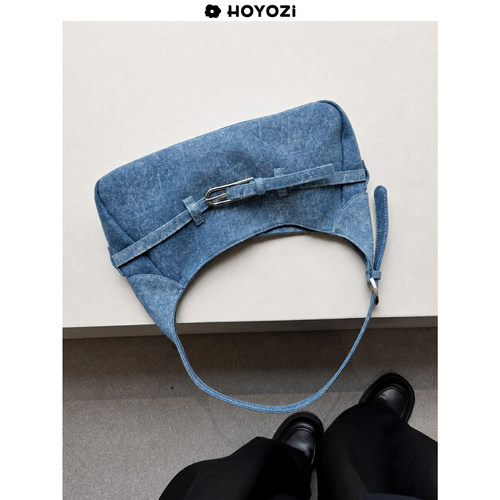 HOYOZI 新品2026 牛仔布腋下包女单肩通勤包【小优家包包】