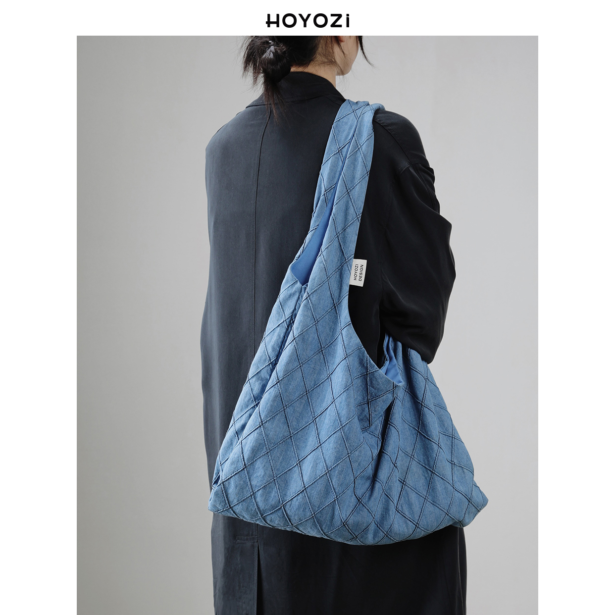 【小优家包包】HOYOZI菱格绗缝帆布腋下大容量单肩包女式2025新款