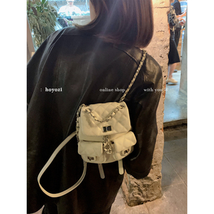 时尚 真皮小背包女2025新款 HOYOZI双肩包 链条菱格 小优家包包