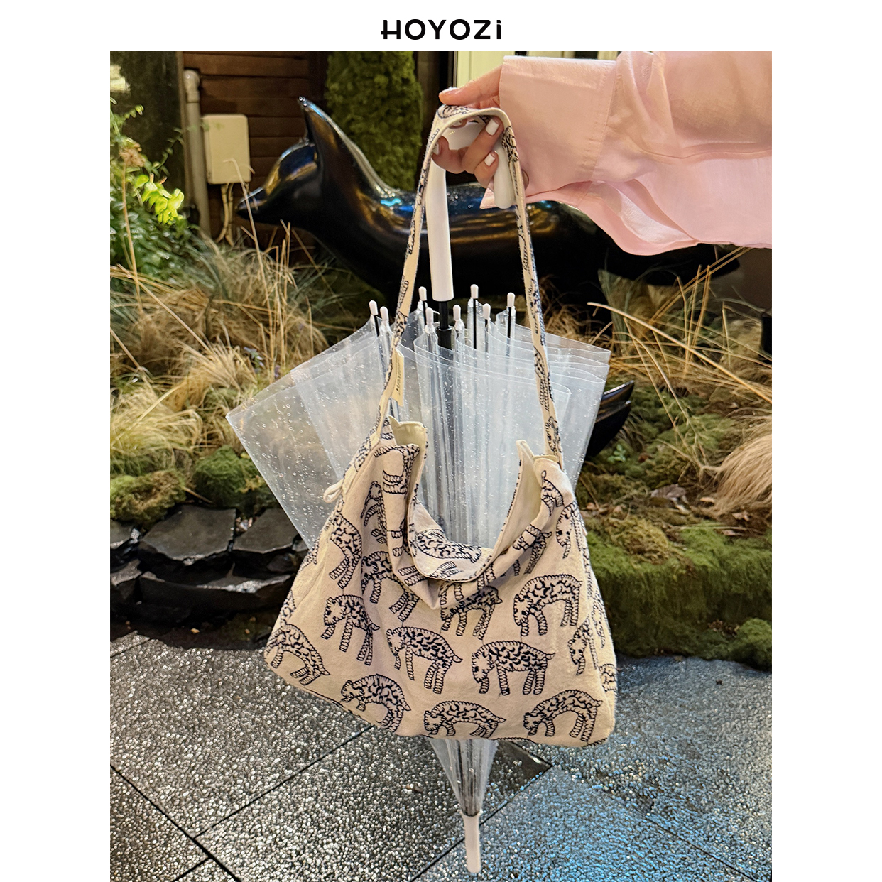 【小优家包包】HOYOZI原创灵豹 帆布刺绣腋下包女式2025新款单肩