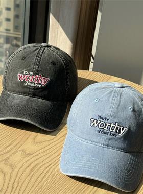 新品潮worthy刺绣高品质软顶棒球帽男女款韩版百搭鸭舌帽显脸小