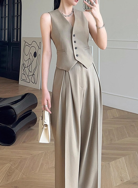 AS359西装马甲阔腿裤套装纸样女装上衣裤子样板图纸