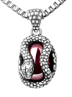复古饰品红宝石哥特风挂坠银项链