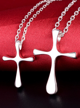 银饰品情侣学生锁骨链十字架吊坠