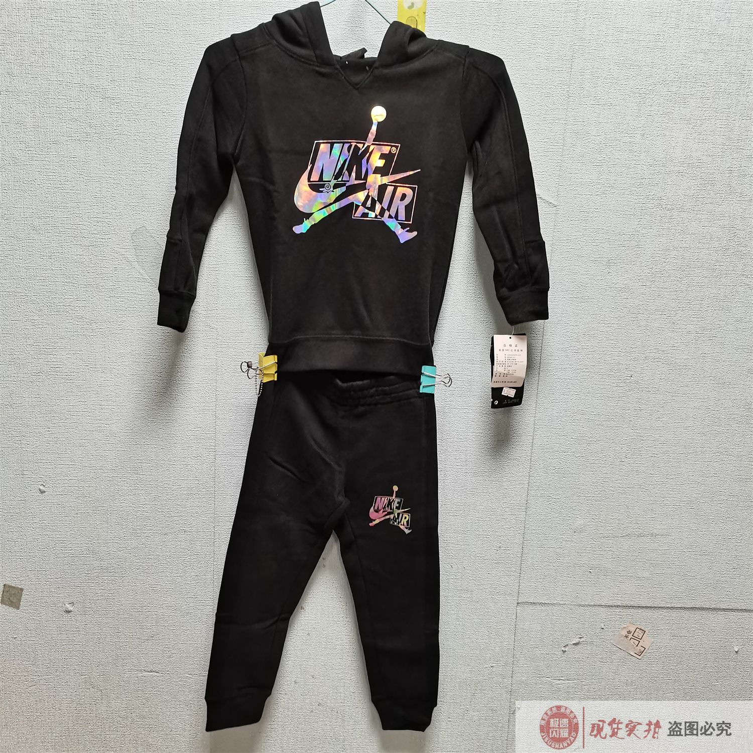 Nike 耐克正品童装冬季加绒保暖休闲运动针织卫衣套装 DD2589-010