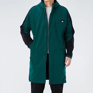 Adidas阿迪达斯男子秋冬长款加绒保暖运动休闲连帽外套夹克GM4451