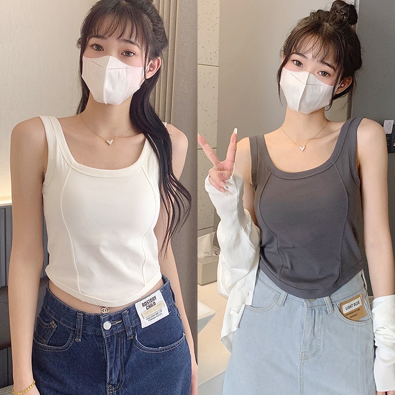 美背内衣夏季带胸垫背心女内搭外穿运动文胸聚拢打底衫u抹胸