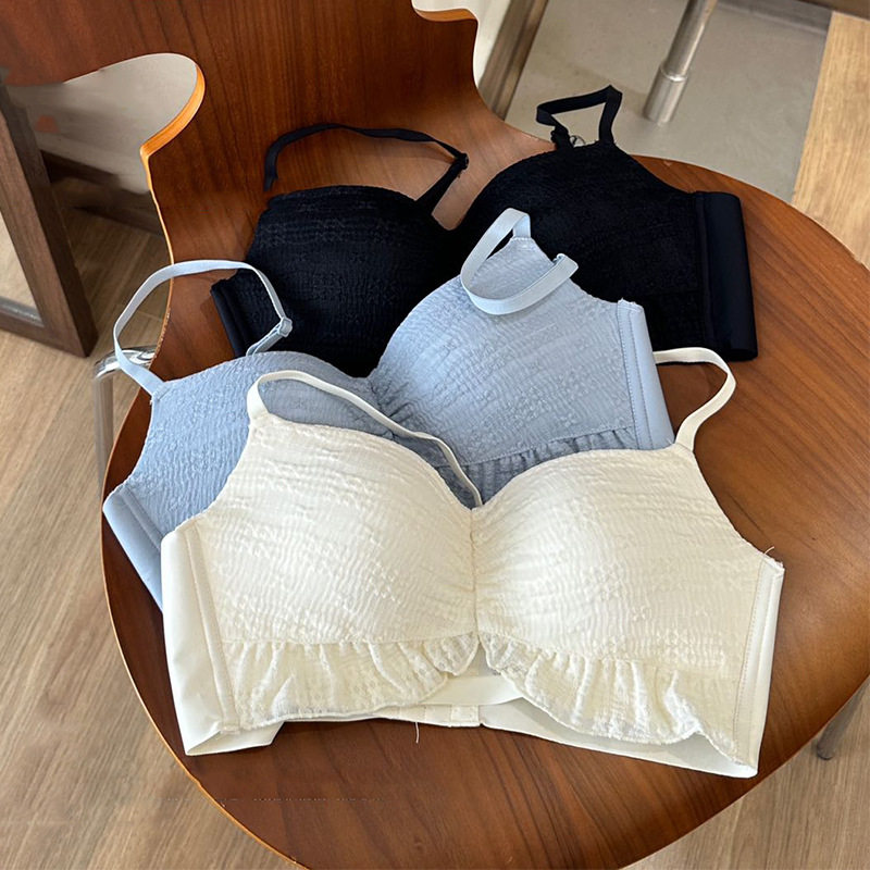 纯欲风内衣女小胸聚拢显大薄款防下垂性感蕾丝文胸罩套装春夏新款