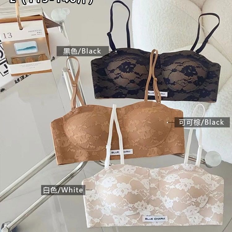 轻运动提花美背性感抹胸内衣薄款无钢圈可拆卸肩带小胸聚拢文胸罩