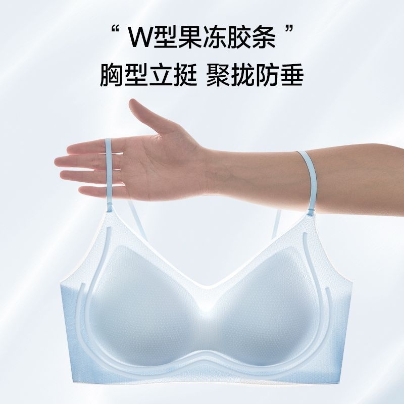 夏季薄款内衣女小胸聚拢无钢圈果冻胶软支撑胸罩柔软凉感无痕美背