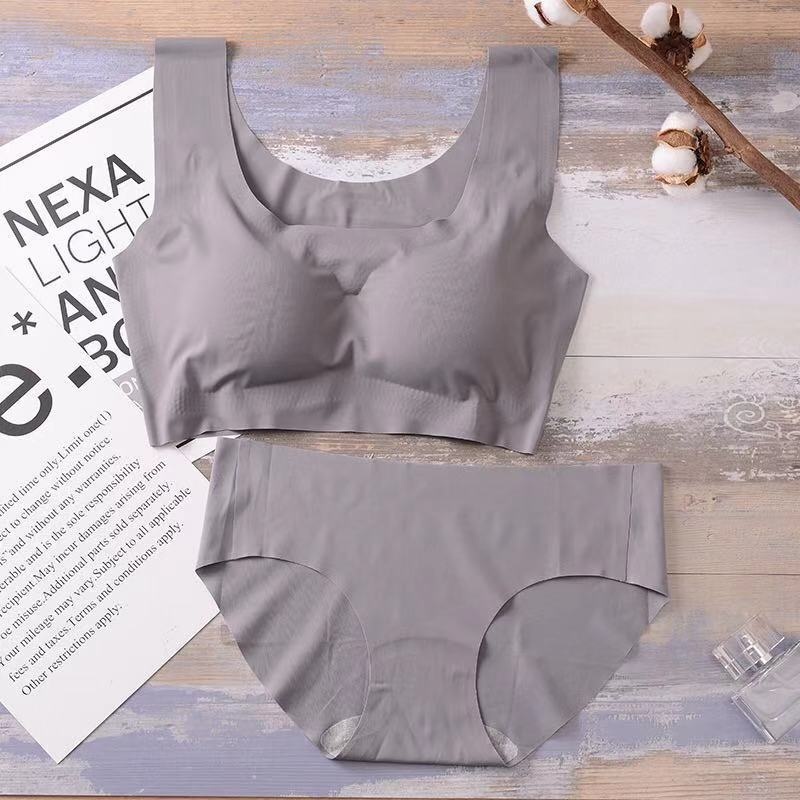 新款尚品无痕内衣套装 一片式睡眠文胸无钢圈聚拢运动文胸两件装